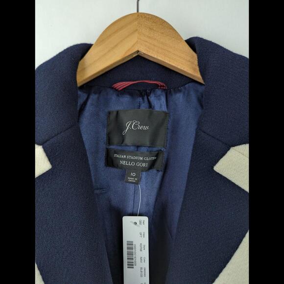 [SOLD] NWT J CREW Womens Sz 10 Tipped Topcoat Navy Blue Belted K0708 - Picture 5 of 9